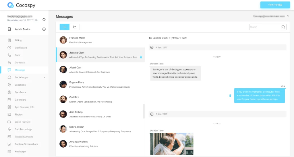 Cocospy Review - Call and SMS monitoring 2