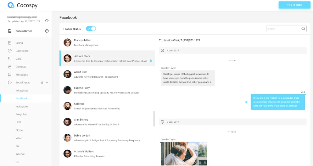 Cocospy Review - Social media monitoring 2