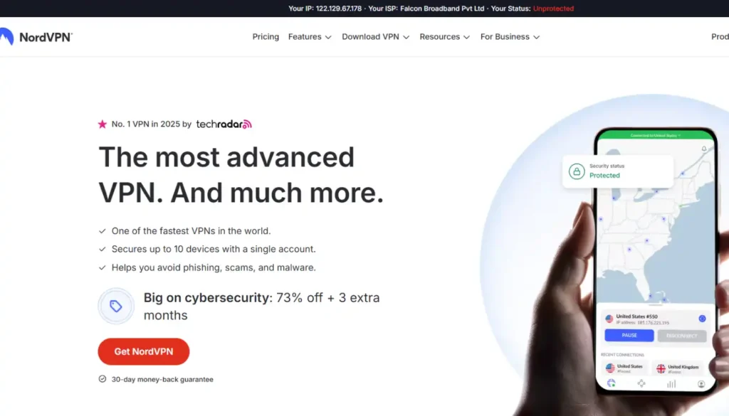 NordVPN: Best for advanced security features