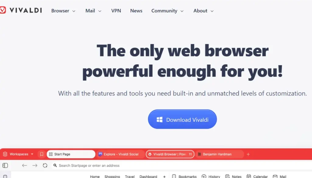 Vivaldi | 13 Top Secure Browsers for Online Privacy Right Now (2025)