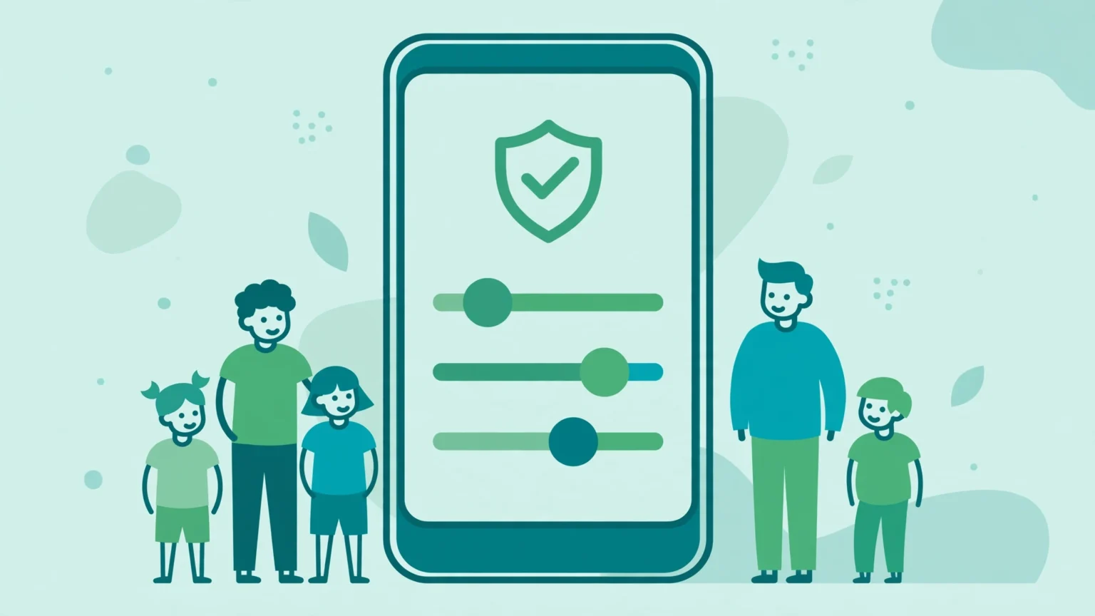 Parental Controls for Android: The Complete Setup Guide for Parents (2026) 55 Android phone with parental control sliders and a shield checkmark for child safety settings