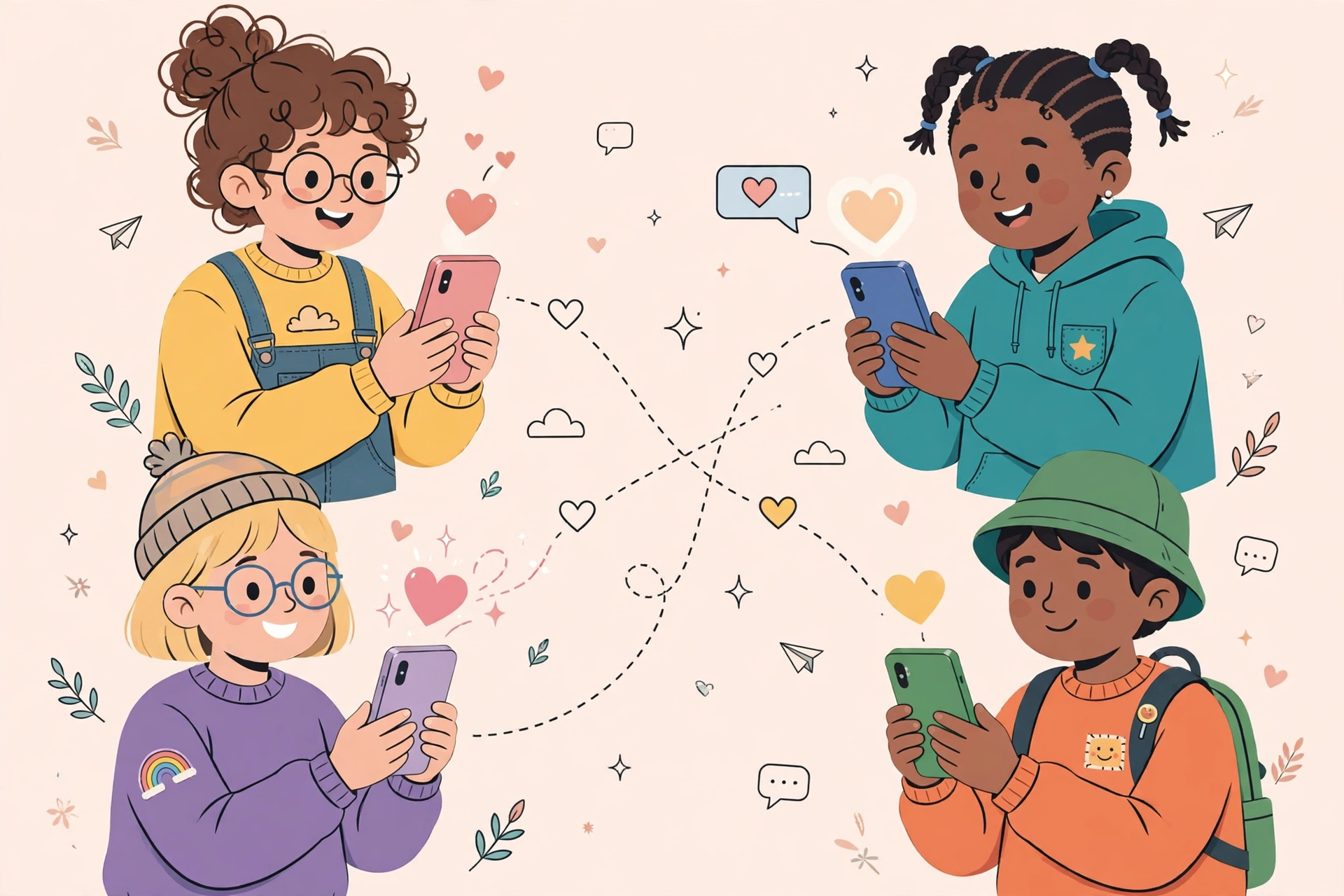 Children being kind and supportive online