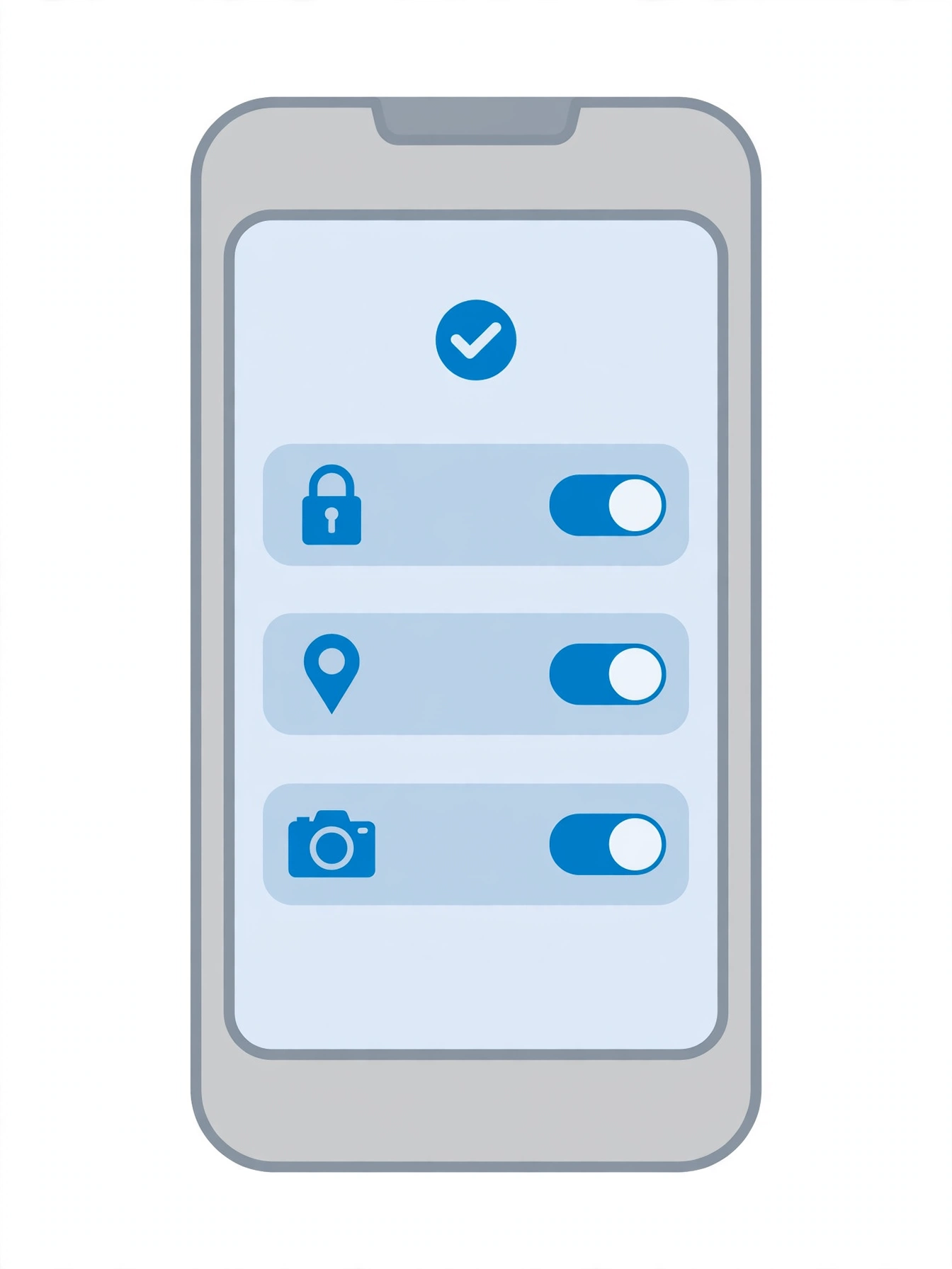iPhone Privacy and Security settings screen that lists location, camera, and microphone categories