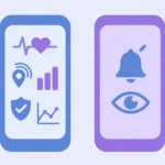 Illustration of two phones comparing detailed monitoring and simple parental alerts