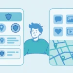 Illustration comparing two parental monitoring dashboards side by side