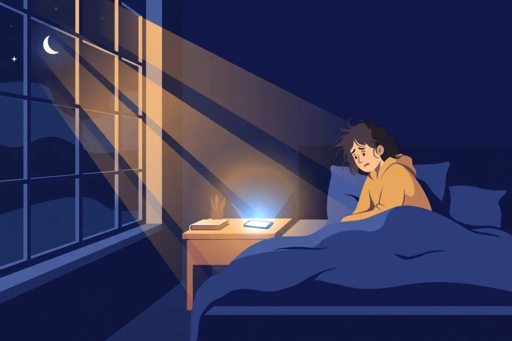 12 Signs Your Phone Is Being Tracked (And What to Do Next) 57 A phone screen lighting up on its own at night on a bedside table