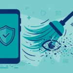 Phone showing stalkerware removal steps and a safety warning on screen