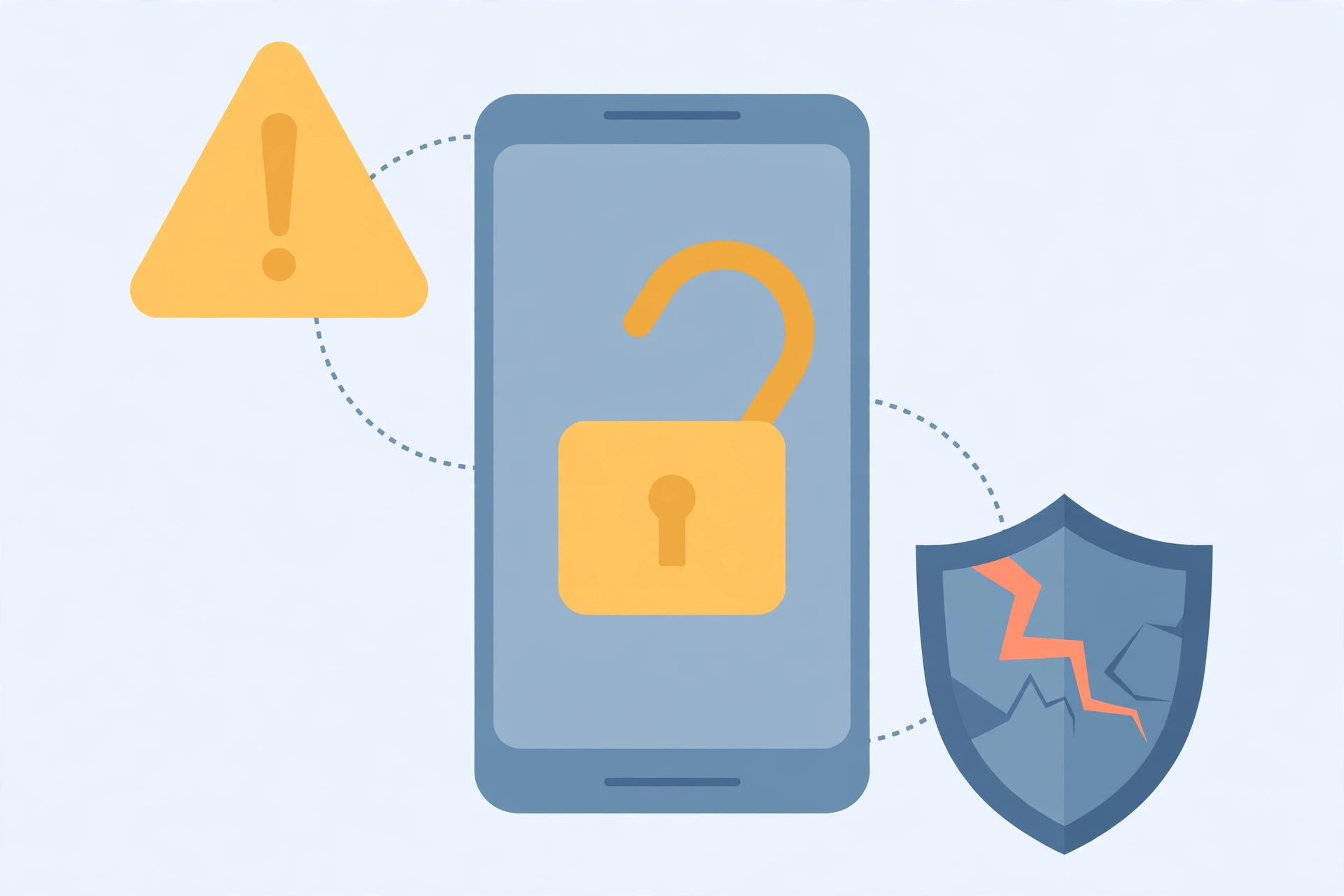 FlexiSPY vs mSpy in 2026: Power vs Simplicity 59 Illustration explaining rooting and jailbreaking with a phone, a warning sign and a shield