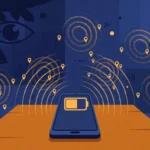 Smartphone with warning signs showing it may be tracked