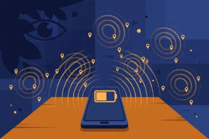 Smartphone with warning signs showing it may be tracked
