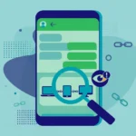 WhatsApp chats on a phone with a warning about possible spying